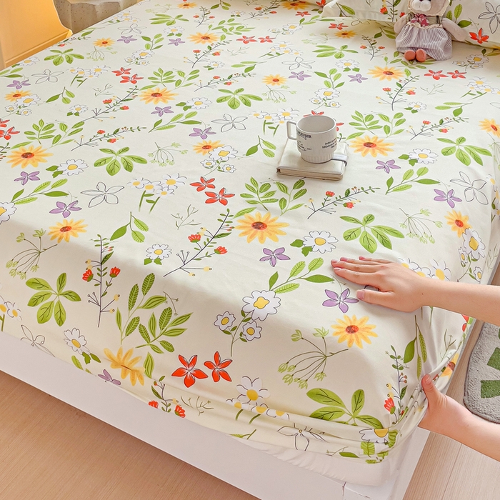 91家纺网 家纺一手货源 找家纺 文黛家居 2025新款时尚印花亲肤床笠单床笠 叶雨情缘