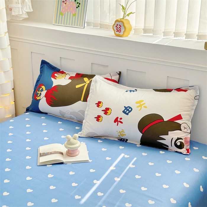 91家纺网 家纺一手货源 找家纺 佑泽家纺 2025活性印花芦荟棉四件套 萌趣灵童