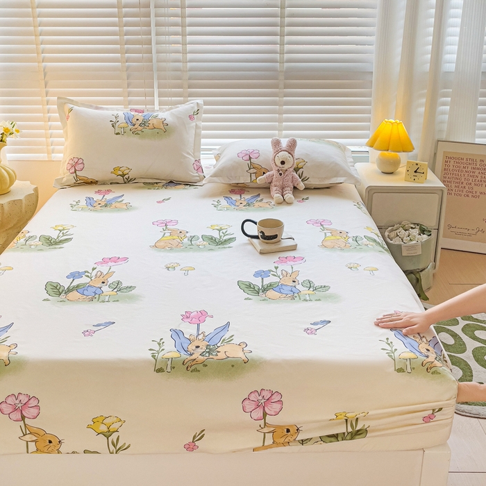 文黛家居 2025新款时尚印花亲肤床笠单床笠 园林兔