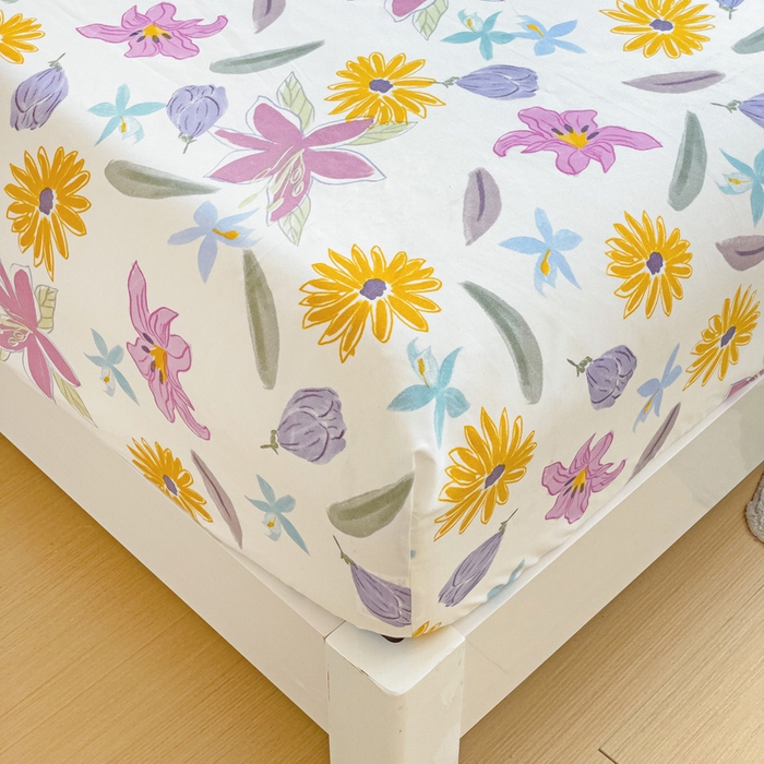 91家纺网 家纺一手货源 找家纺 文黛家居 2025新款时尚印花亲肤床笠单床笠 紫韵花开