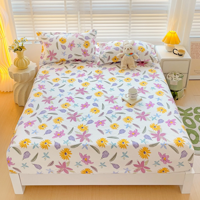 91家纺网 家纺一手货源 找家纺 文黛家居 2025新款时尚印花亲肤床笠单床笠 紫韵花开