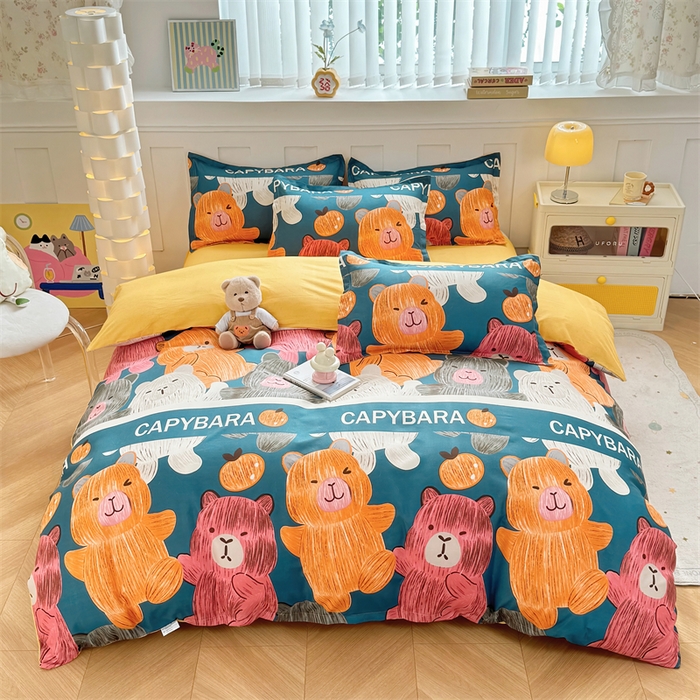 佑泽家纺 2025活性印花芦荟棉四件套 熊熊世界