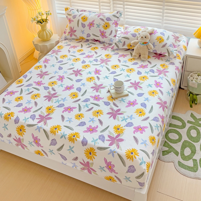 91家纺网 家纺一手货源 找家纺 文黛家居 2025新款时尚印花亲肤床笠单床笠 紫韵花开