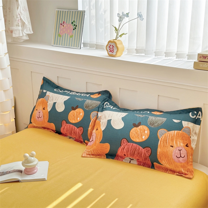 91家纺网 家纺一手货源 找家纺 佑泽家纺 2025活性印花芦荟棉四件套 熊熊世界