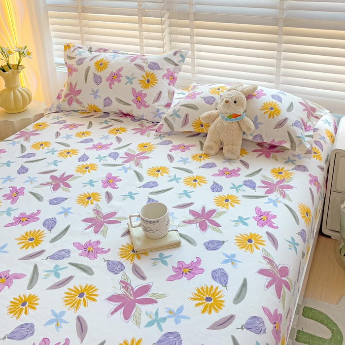 91家纺网 家纺一手货源 找家纺 文黛家居 2025新款时尚印花亲肤床笠单床笠 紫韵花开