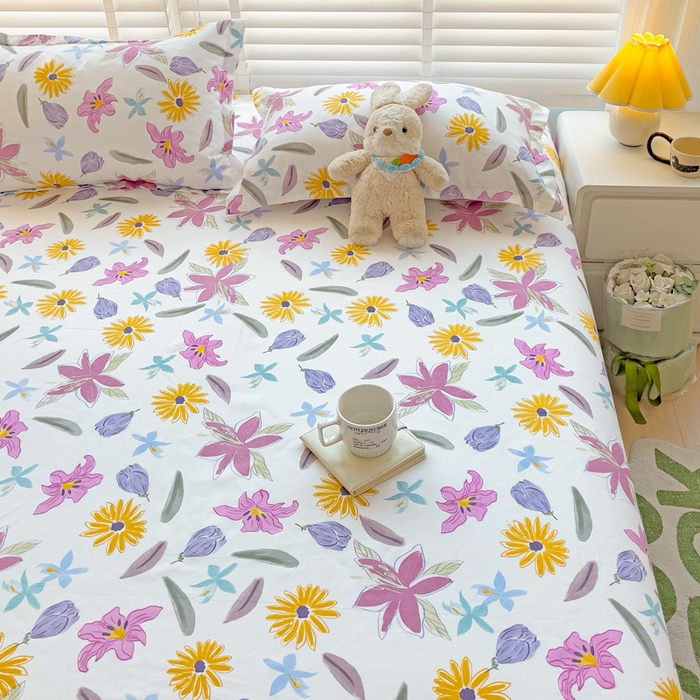 91家纺网 家纺一手货源 找家纺 文黛家居 2025新款时尚印花亲肤床笠单床笠 紫韵花开