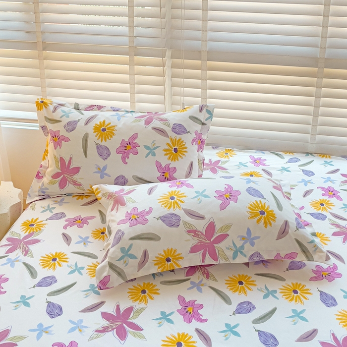 91家纺网 家纺一手货源 找家纺 文黛家居 2025新款时尚印花亲肤床笠单床笠 紫韵花开