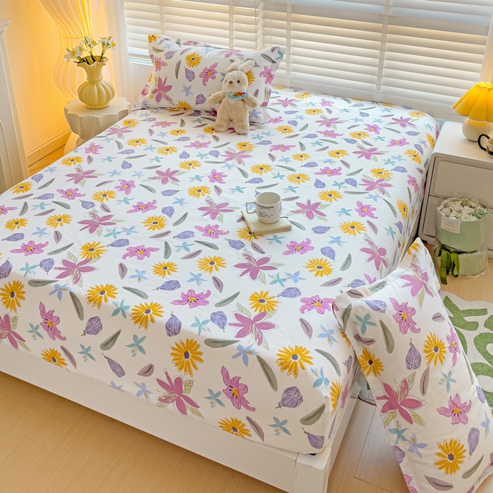 91家纺网 家纺一手货源 找家纺 文黛家居 2025新款时尚印花亲肤床笠单床笠 紫韵花开