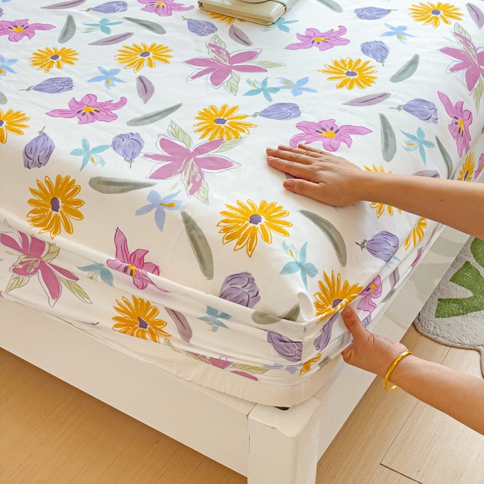 91家纺网 家纺一手货源 找家纺 文黛家居 2025新款时尚印花亲肤床笠单床笠 紫韵花开