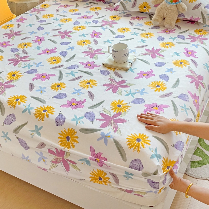 91家纺网 家纺一手货源 找家纺 文黛家居 2025新款时尚印花亲肤床笠单床笠 紫韵花开