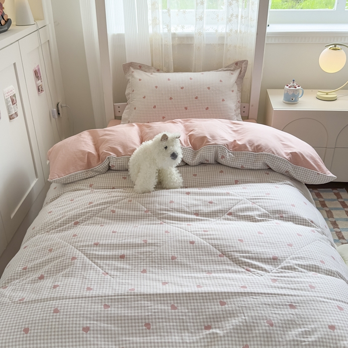 91家纺网 家纺一手货源 找家纺 帕拉美拉 2025新款多功能夏被款被套学生上下铺宿舍三件套被芯六件套格格甜心-粉