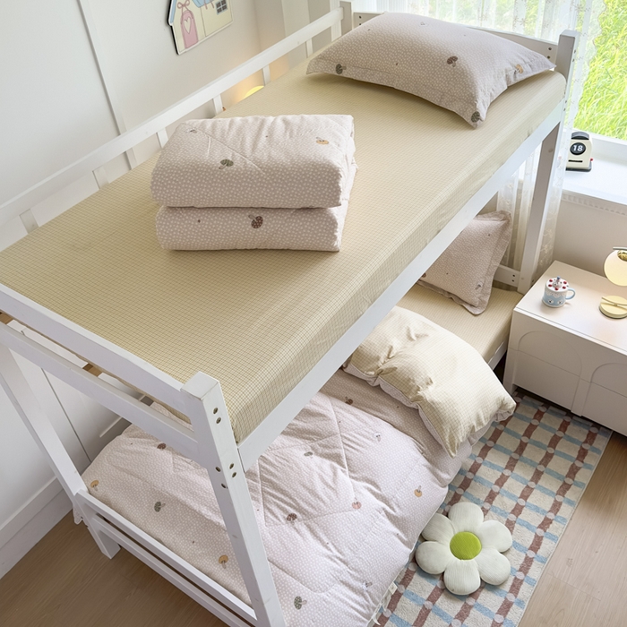 91家纺网 家纺一手货源 找家纺 帕拉美拉 2025新款多功能夏被款被套学生上下铺宿舍三件套被芯六件套菇菇物语-粉