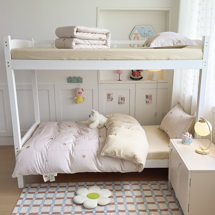 91家纺网 家纺一手货源 找家纺 帕拉美拉 2025新款多功能夏被款被套学生上下铺宿舍三件套被芯六件套菇菇物语-粉