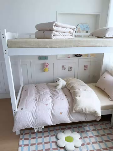 91家纺网 家纺一手货源 找家纺 帕拉美拉 2025新款多功能夏被款被套学生上下铺宿舍三件套被芯六件套菇菇物语-粉