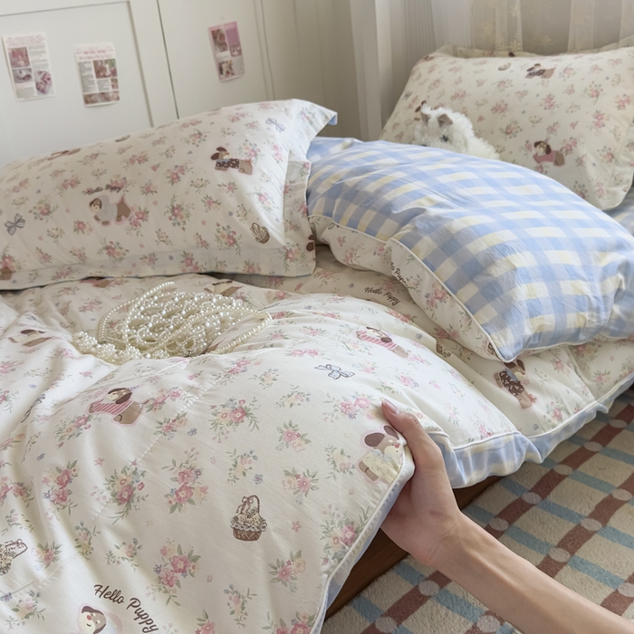 91家纺网 家纺一手货源 找家纺 帕拉美拉 2025新款多功能夏被款被套学生上下铺宿舍三件套被芯六件套花田小狗