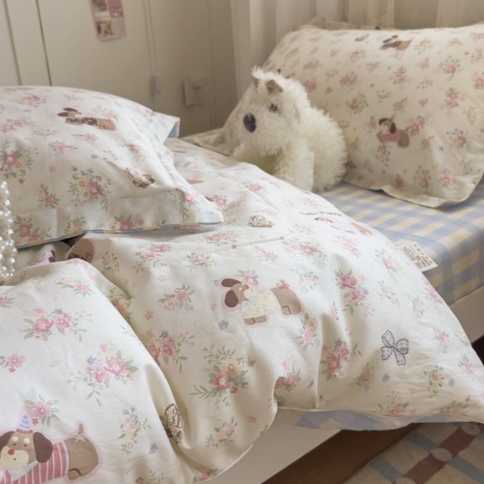 91家纺网 家纺一手货源 找家纺 帕拉美拉 2025新款多功能夏被款被套学生上下铺宿舍三件套被芯六件套花田小狗