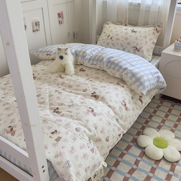 91家纺网 家纺一手货源 找家纺 帕拉美拉 2025新款多功能夏被款被套学生上下铺宿舍三件套被芯六件套花田小狗