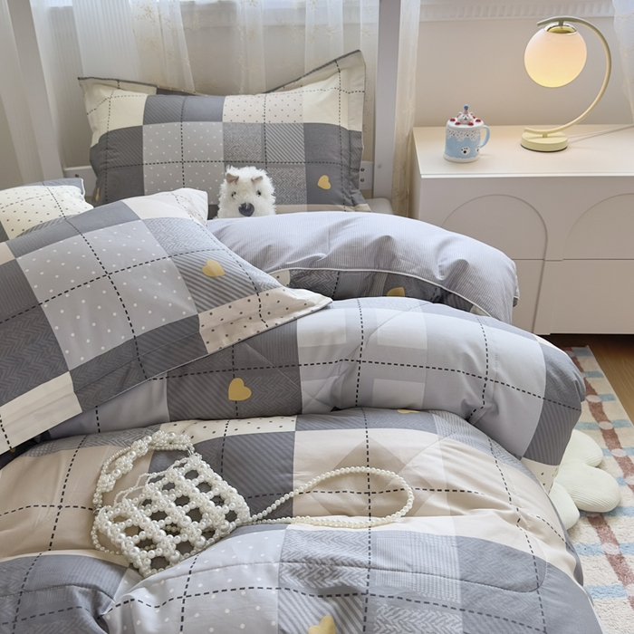 91家纺网 家纺一手货源 找家纺 帕拉美拉 2025新款多功能夏被款被套学生上下铺宿舍三件套被芯六件套积木电台-咖