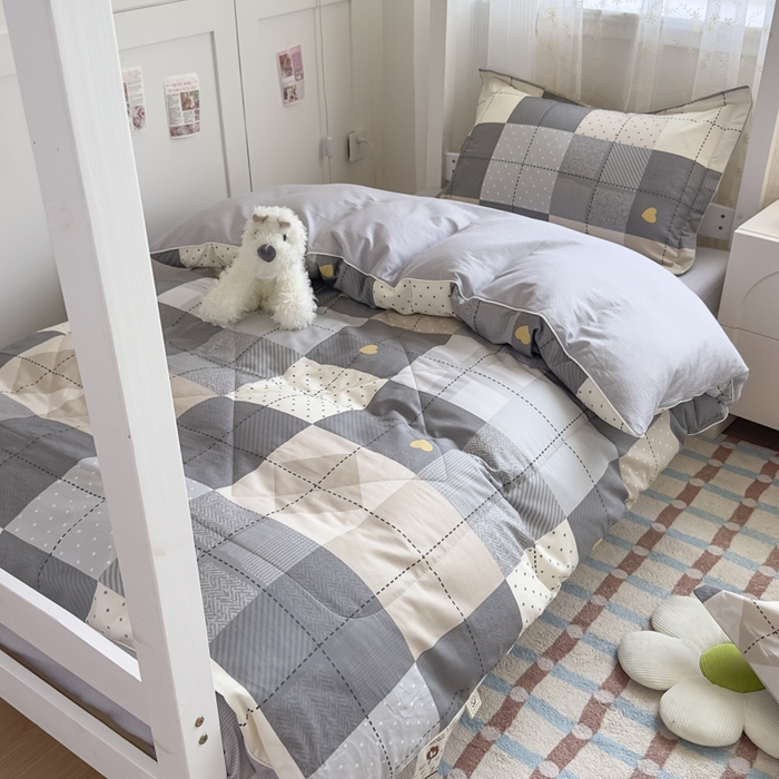 91家纺网 家纺一手货源 找家纺 帕拉美拉 2025新款多功能夏被款被套学生上下铺宿舍三件套被芯六件套积木电台-咖