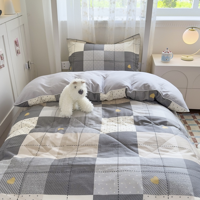 91家纺网 家纺一手货源 找家纺 帕拉美拉 2025新款多功能夏被款被套学生上下铺宿舍三件套被芯六件套积木电台-咖