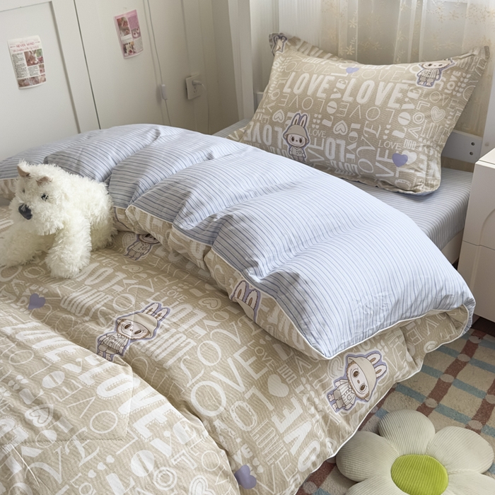 91家纺网 家纺一手货源 找家纺 帕拉美拉 2025新款多功能夏被款被套学生上下铺宿舍三件套被芯六件套拉布兔兔