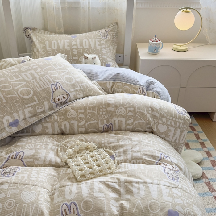 91家纺网 家纺一手货源 找家纺 帕拉美拉 2025新款多功能夏被款被套学生上下铺宿舍三件套被芯六件套拉布兔兔