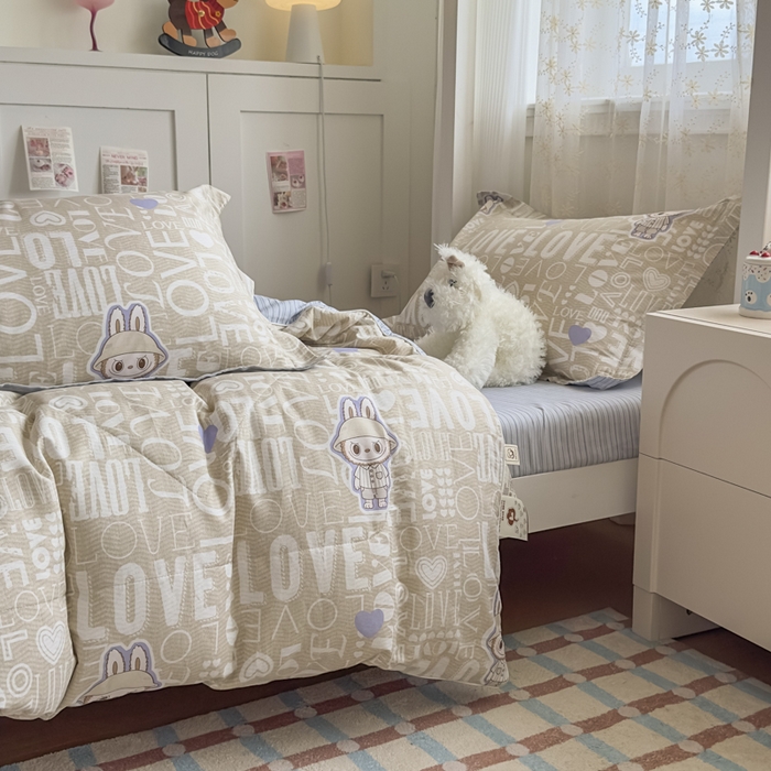 91家纺网 家纺一手货源 找家纺 帕拉美拉 2025新款多功能夏被款被套学生上下铺宿舍三件套被芯六件套拉布兔兔