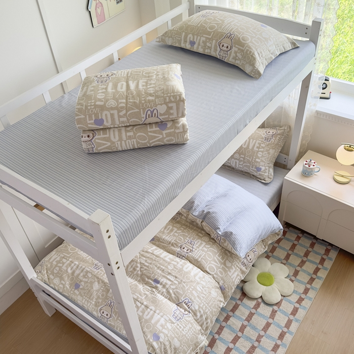 91家纺网 家纺一手货源 找家纺 帕拉美拉 2025新款多功能夏被款被套学生上下铺宿舍三件套被芯六件套拉布兔兔