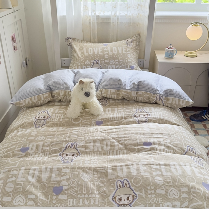 91家纺网 家纺一手货源 找家纺 帕拉美拉 2025新款多功能夏被款被套学生上下铺宿舍三件套被芯六件套拉布兔兔