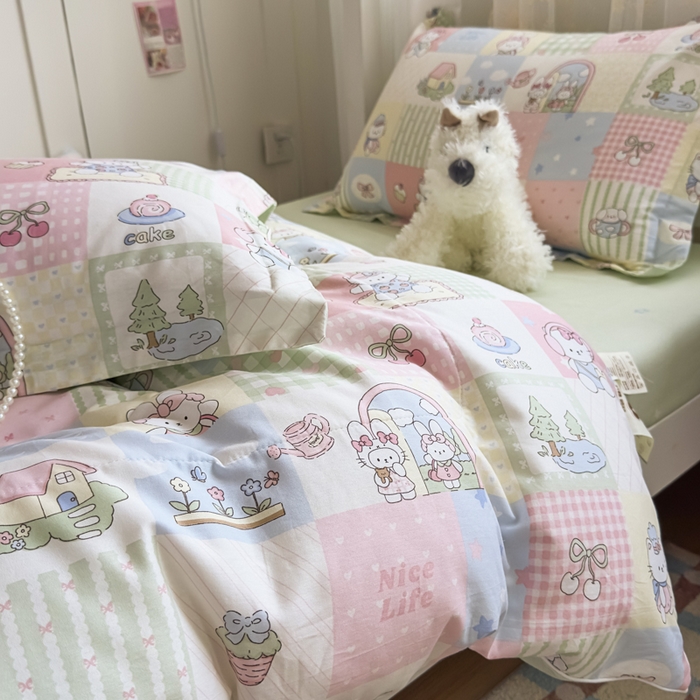 91家纺网 家纺一手货源 找家纺 帕拉美拉 2025新款多功能夏被款被套学生上下铺宿舍三件套被芯六件套蜜罐小镇