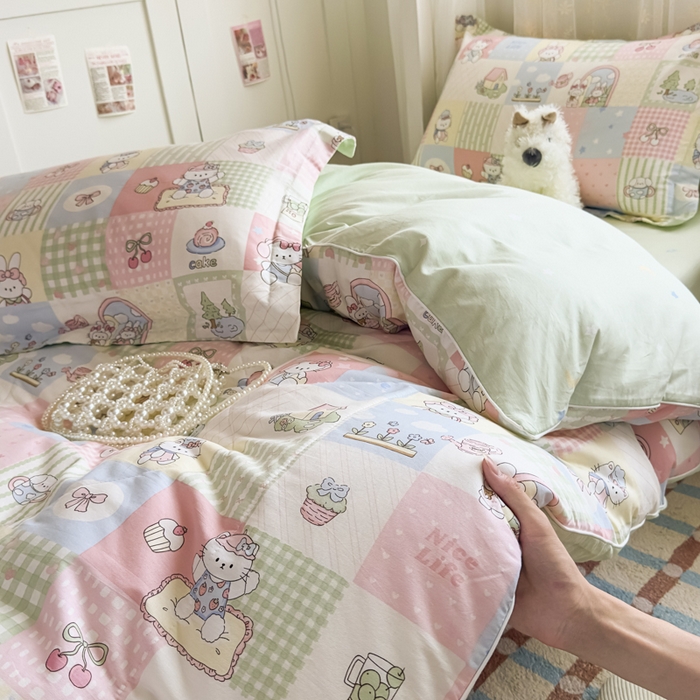 91家纺网 家纺一手货源 找家纺 帕拉美拉 2025新款多功能夏被款被套学生上下铺宿舍三件套被芯六件套蜜罐小镇