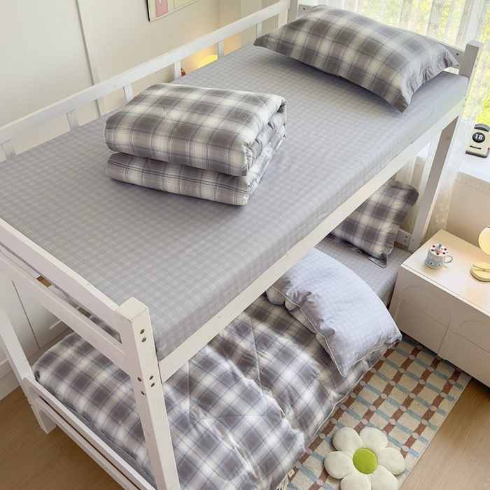 91家纺网 家纺一手货源 找家纺 帕拉美拉 2025新款多功能夏被款被套学生上下铺宿舍三件套被芯六件套摩卡条纹-蓝