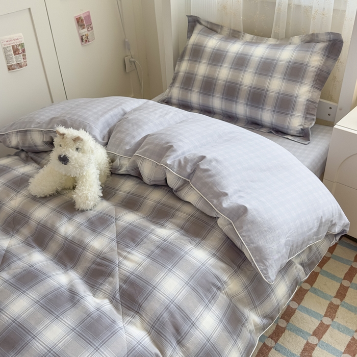 91家纺网 家纺一手货源 找家纺 帕拉美拉 2025新款多功能夏被款被套学生上下铺宿舍三件套被芯六件套摩卡条纹-蓝