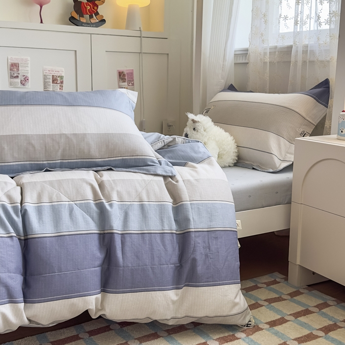 91家纺网 家纺一手货源 找家纺 帕拉美拉 2025新款多功能夏被款被套学生上下铺宿舍三件套被芯六件套七彩人生