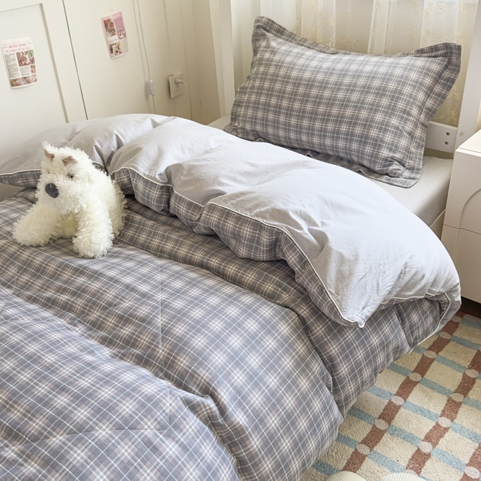 91家纺网 家纺一手货源 找家纺 帕拉美拉 2025新款多功能夏被款被套学生上下铺宿舍三件套被芯六件套舒曼时光-灰