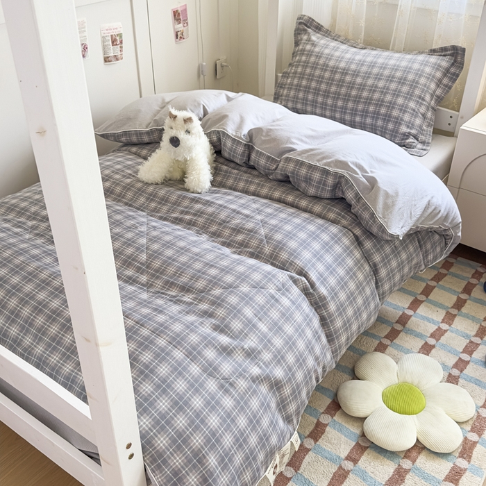 91家纺网 家纺一手货源 找家纺 帕拉美拉 2025新款多功能夏被款被套学生上下铺宿舍三件套被芯六件套舒曼时光-灰