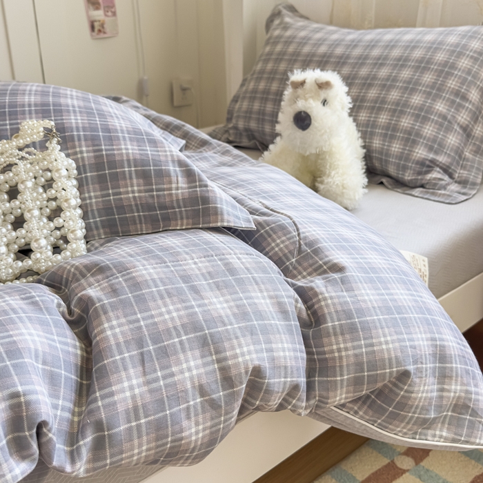 91家纺网 家纺一手货源 找家纺 帕拉美拉 2025新款多功能夏被款被套学生上下铺宿舍三件套被芯六件套舒曼时光-灰