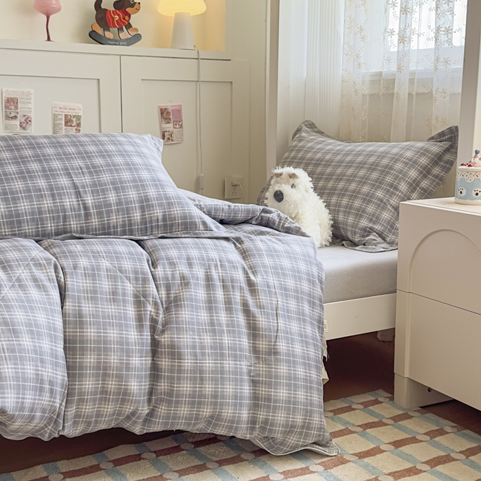 91家纺网 家纺一手货源 找家纺 帕拉美拉 2025新款多功能夏被款被套学生上下铺宿舍三件套被芯六件套舒曼时光-灰