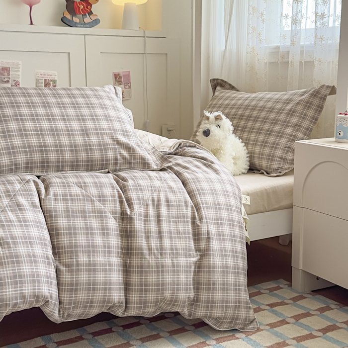 91家纺网 家纺一手货源 找家纺 帕拉美拉 2025新款多功能夏被款被套学生上下铺宿舍三件套被芯六件套舒曼时光-咖