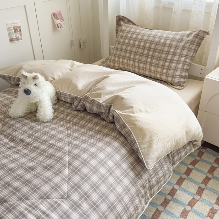 91家纺网 家纺一手货源 找家纺 帕拉美拉 2025新款多功能夏被款被套学生上下铺宿舍三件套被芯六件套舒曼时光-咖