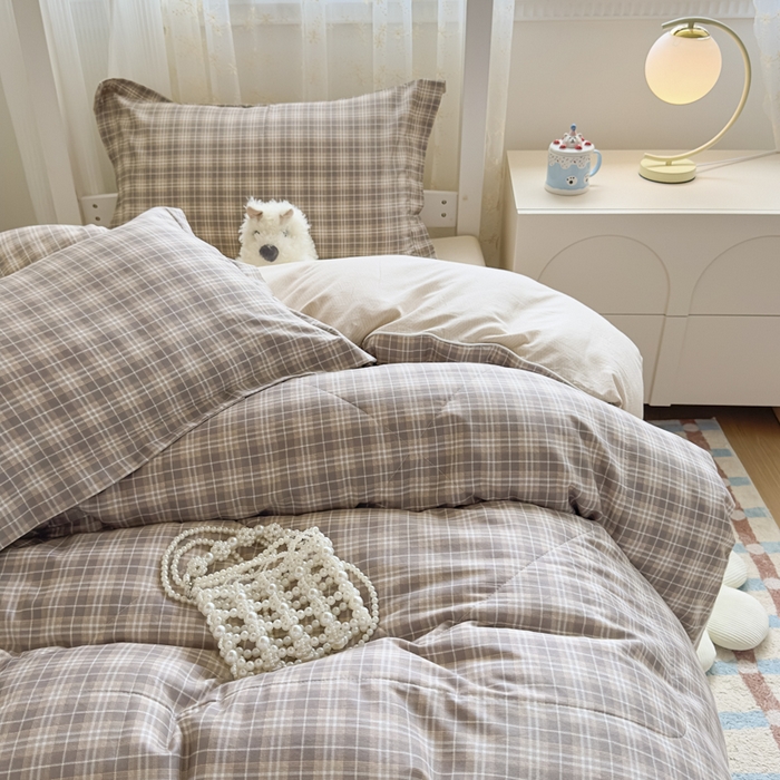 91家纺网 家纺一手货源 找家纺 帕拉美拉 2025新款多功能夏被款被套学生上下铺宿舍三件套被芯六件套舒曼时光-咖