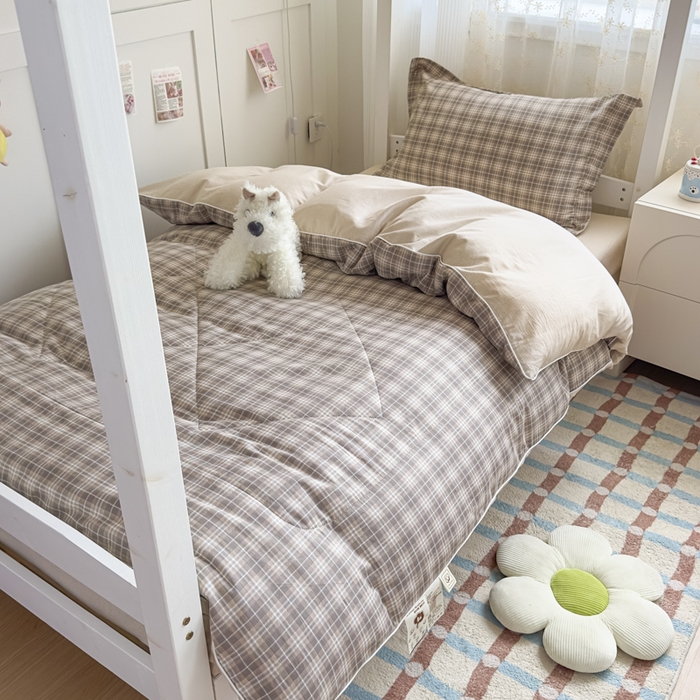 91家纺网 家纺一手货源 找家纺 帕拉美拉 2025新款多功能夏被款被套学生上下铺宿舍三件套被芯六件套舒曼时光-咖