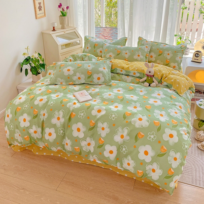 文黛家居 2025新款植物羊绒小版花四件套 初语