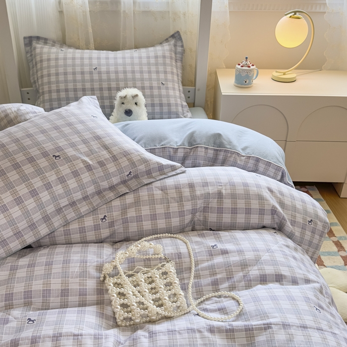 91家纺网 家纺一手货源 找家纺 帕拉美拉 2025新款多功能夏被款被套学生上下铺宿舍三件套被芯六件套童年时光-蓝