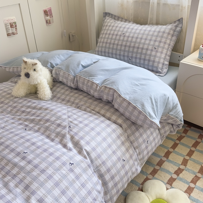 91家纺网 家纺一手货源 找家纺 帕拉美拉 2025新款多功能夏被款被套学生上下铺宿舍三件套被芯六件套童年时光-蓝