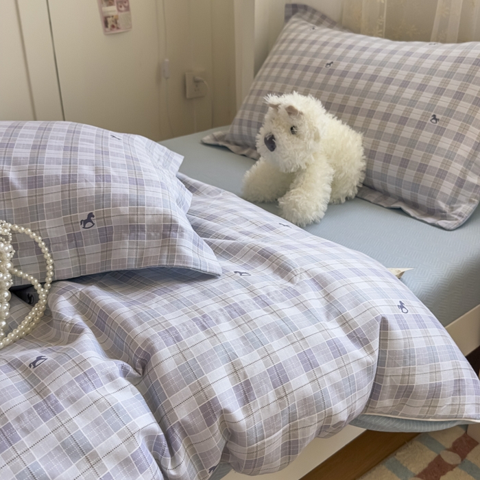 91家纺网 家纺一手货源 找家纺 帕拉美拉 2025新款多功能夏被款被套学生上下铺宿舍三件套被芯六件套童年时光-蓝