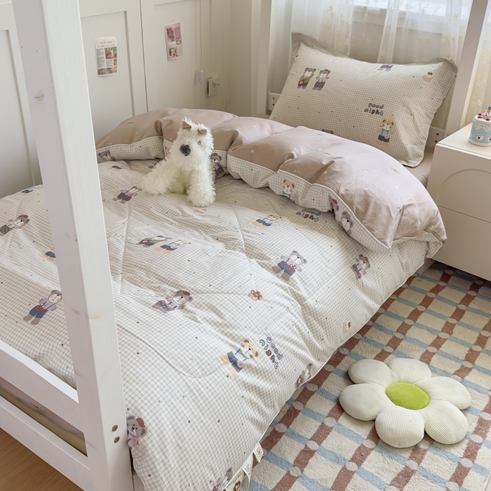 91家纺网 家纺一手货源 找家纺 帕拉美拉 2025新款多功能夏被款被套学生上下铺宿舍三件套被芯六件套小熊系铃