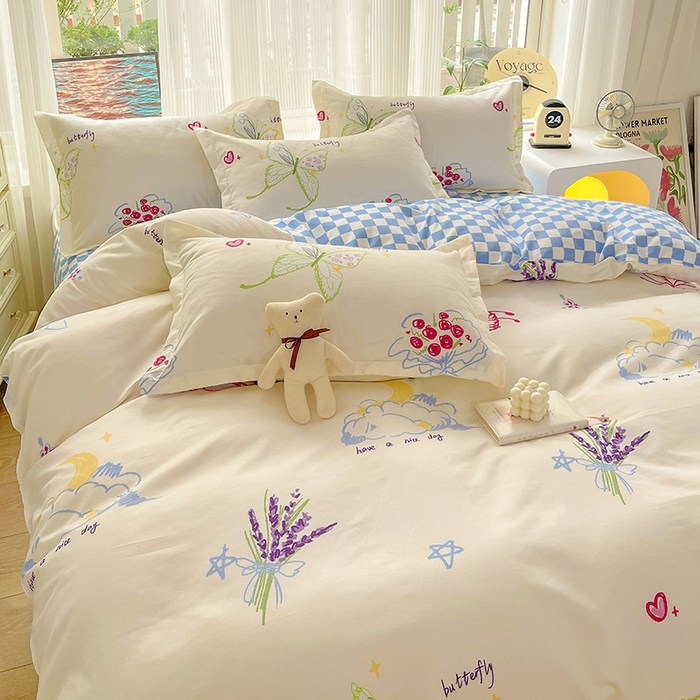 91家纺网 家纺一手货源 找家纺 文黛家居 2025新款植物羊绒小版花四件套 蝶恋花