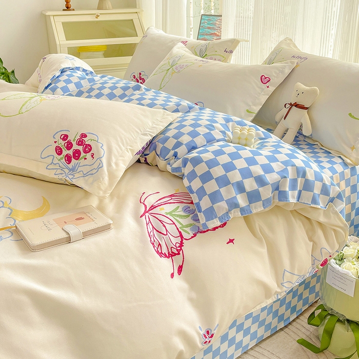 91家纺网 家纺一手货源 找家纺 文黛家居 2025新款植物羊绒小版花四件套 蝶恋花