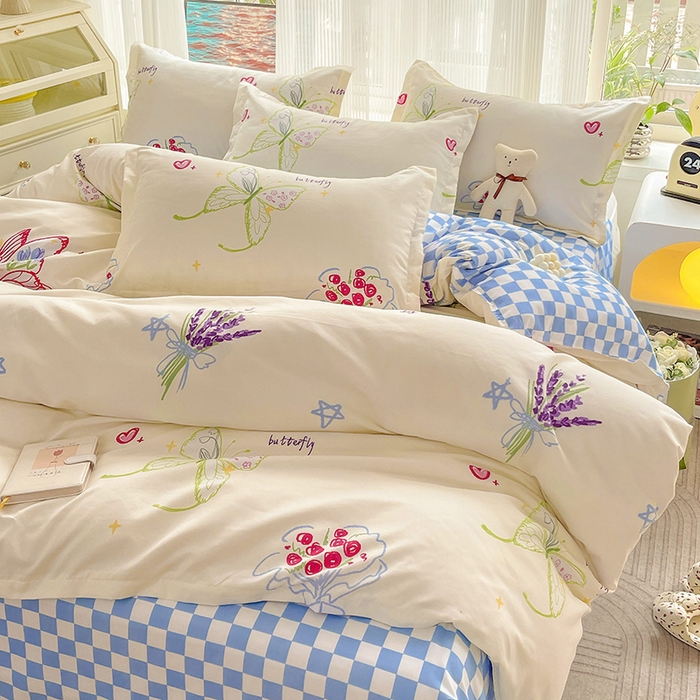 91家纺网 家纺一手货源 找家纺 文黛家居 2025新款植物羊绒小版花四件套 蝶恋花